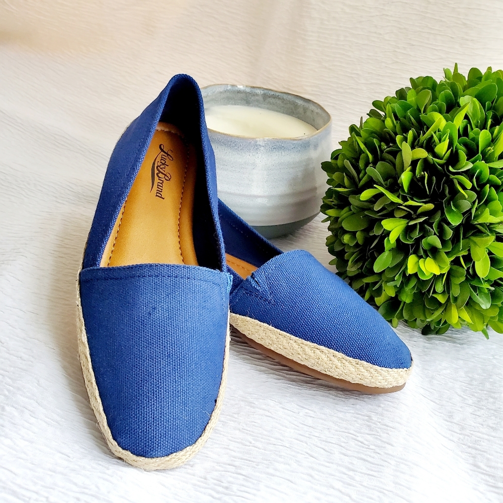 NWOT Lucky Brand Dexie Heavy Canvas And Jute Slip On Flats- 6